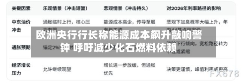 欧洲央行行长称能源成本飙升敲响警钟 呼吁减少化石燃料依赖