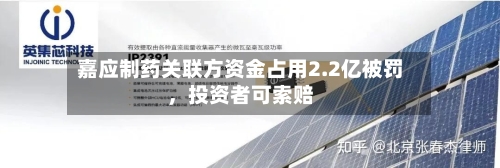 嘉应制药关联方资金占用2.2亿被罚，投资者可索赔